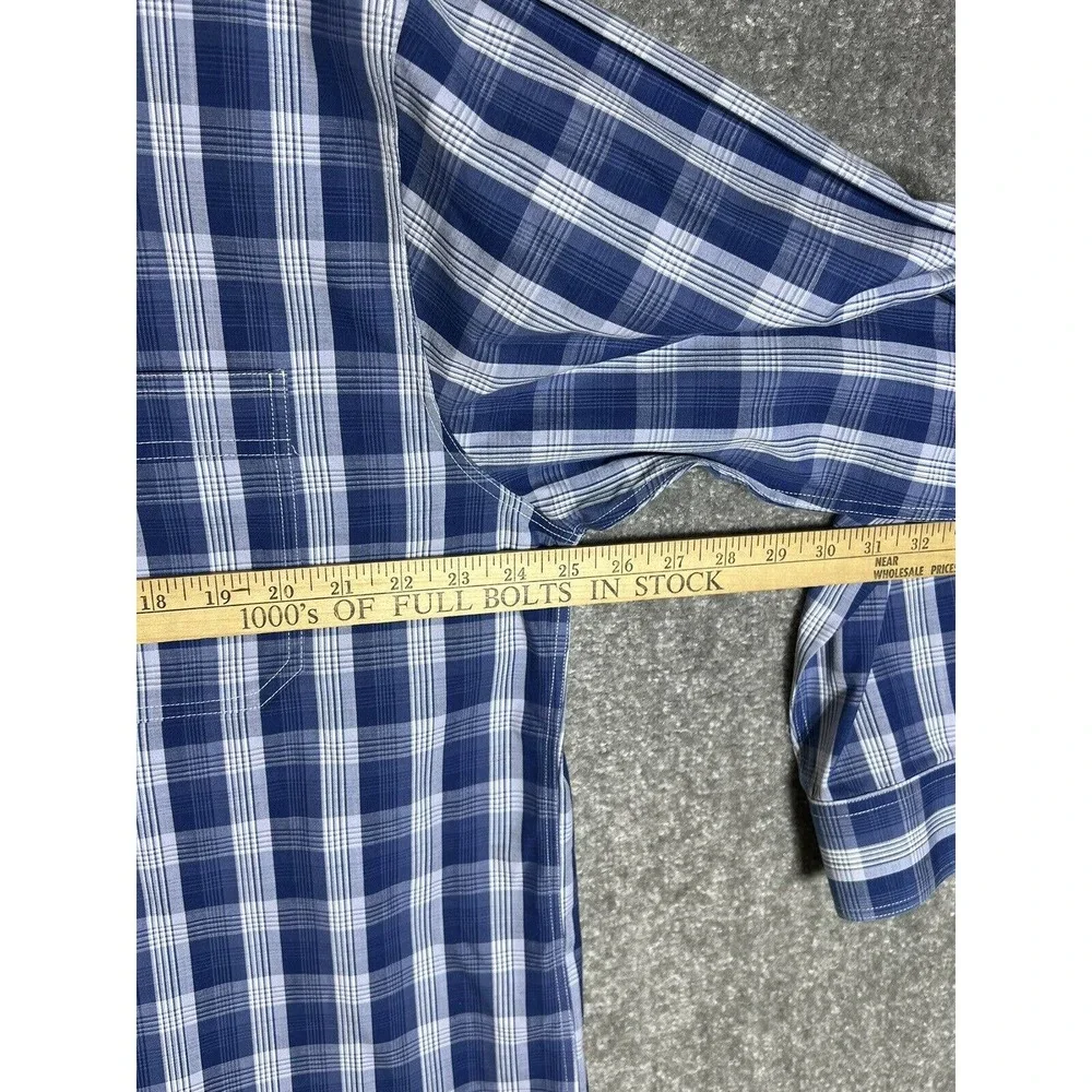 ORVIS‎ Button Up Shirt Mens Size Large Blue Plaid Long Sleeve VINTAGE Pockets
